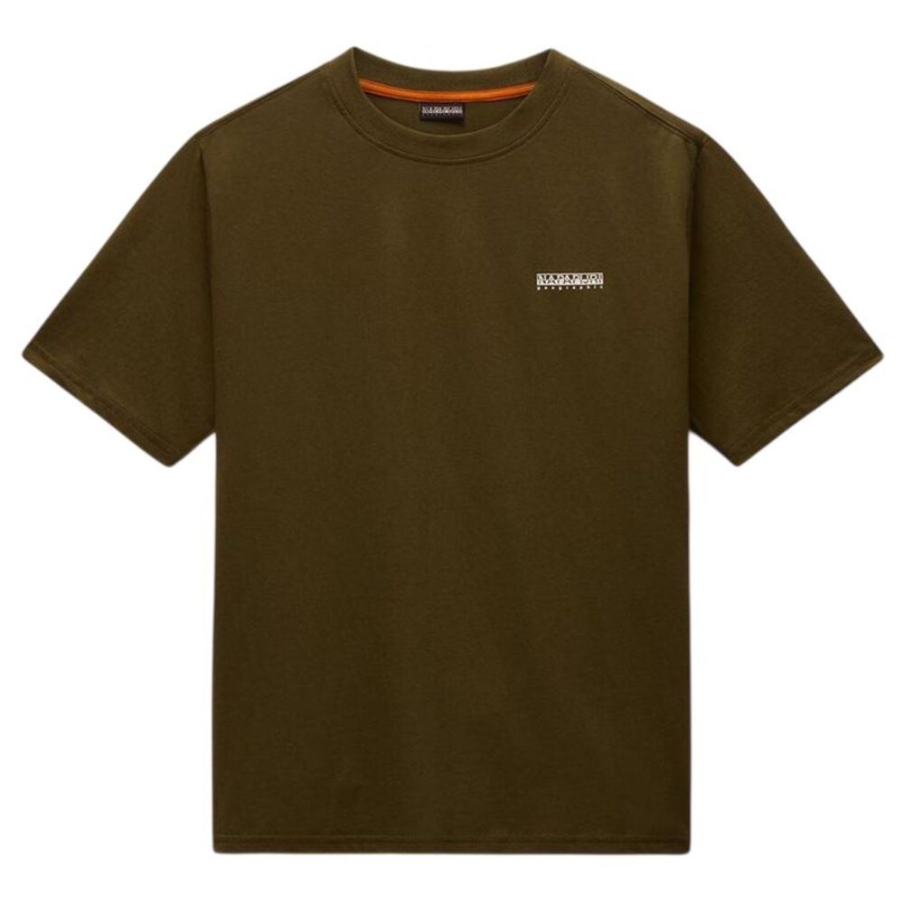 Napapijri Mens Box Logo Cotton T-Shirt / Dark Olive